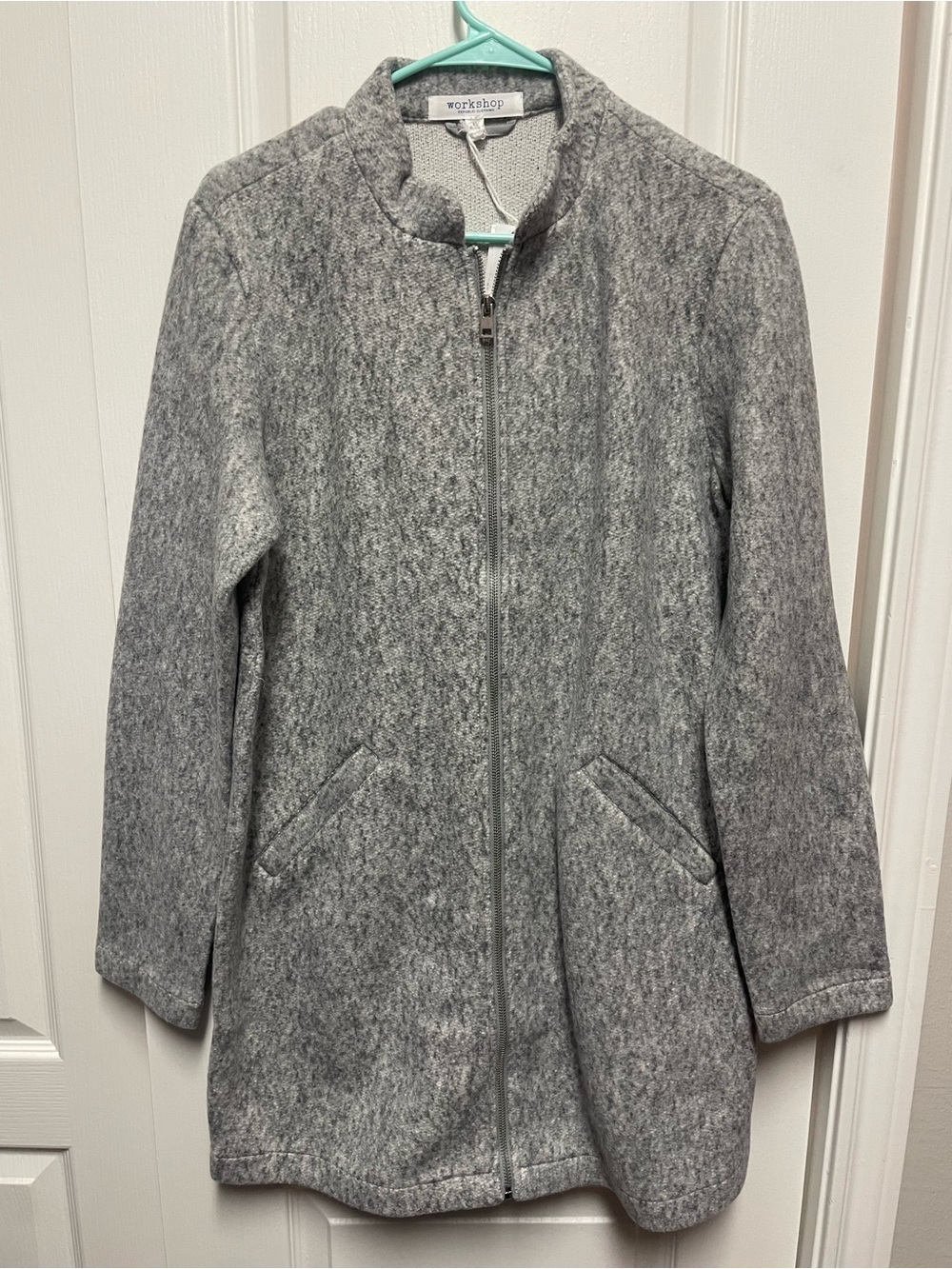 Workshop Republic Clothing Women's Heather Gray Zip-Front Pea Coat